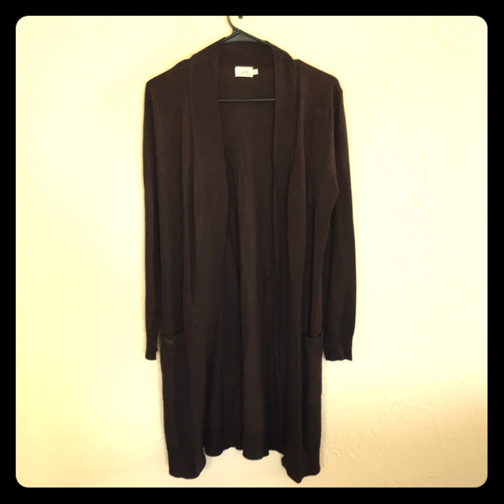 Brown super long brown cardigan size M